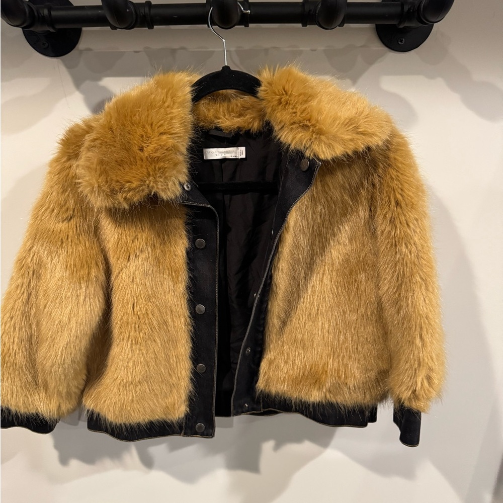 Stella McCartney Kids Faux Fur Jacket in Tan and Black